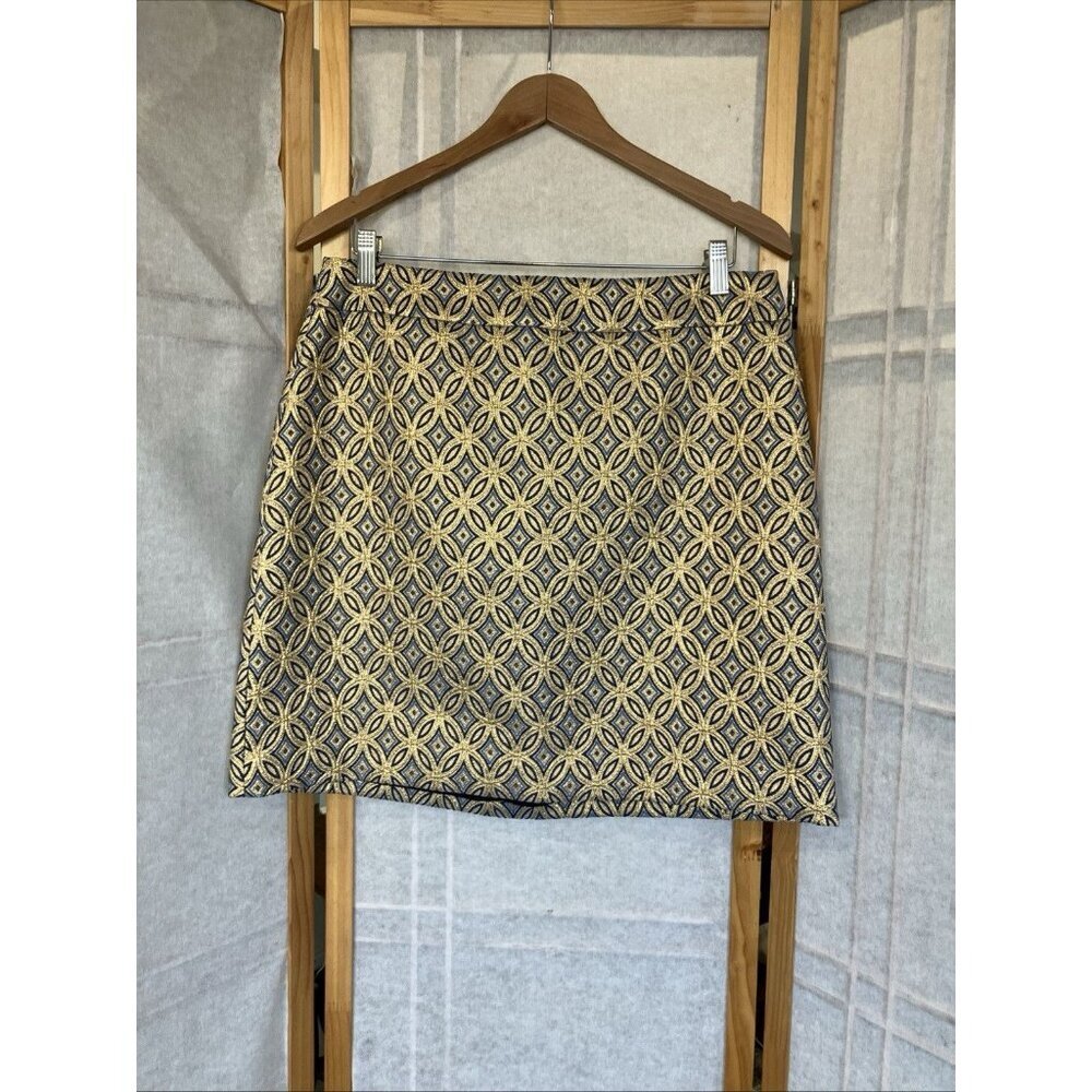 NWT Elie Tahari Mini Skirt 12, Blue Gold Brocade, Evening, Cocktail MSRP $298